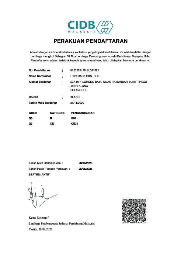 CIDB certified Hyperack
